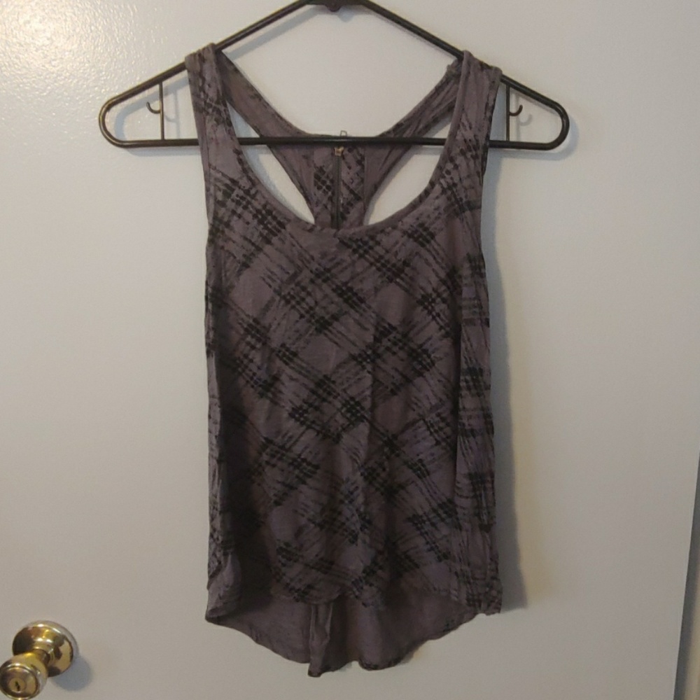 Gray and black racer back top